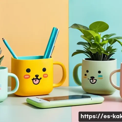 카카오프렌즈 콜라보 제품 소개 - A vibrant and playful desktop scene featuring exclusive Kakao Friends collaboration products: a colo...