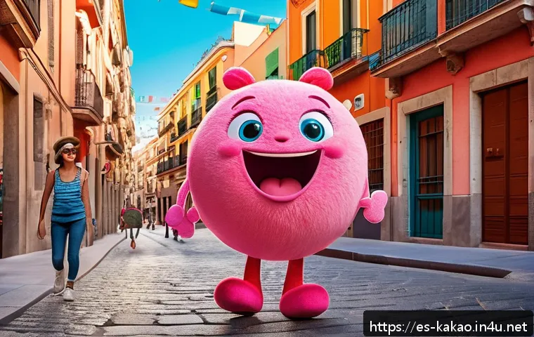 어피치의 대표 유머 코드 - A vibrant digital illustration of Apeach, a playful, round pink character with exaggerated facial ex...